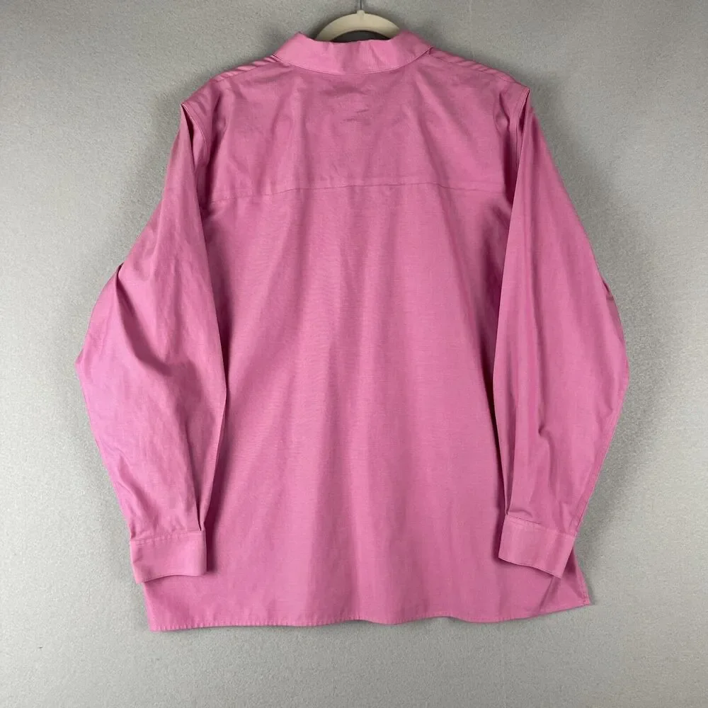 Foxcroft Wrinkle Free Shirt Womens 14W‎ Pink Button Up Long Sleeve Career Office